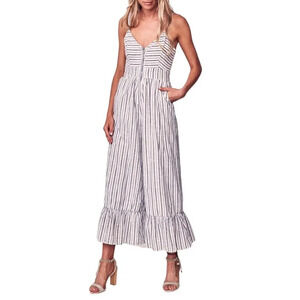 LOVESHACK FANCY Edeline Striped Jumpsuit‎ Ruffle Hem
